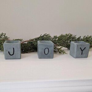 JOY Christmas stone soapstone candle holders tea light - vintage christmas